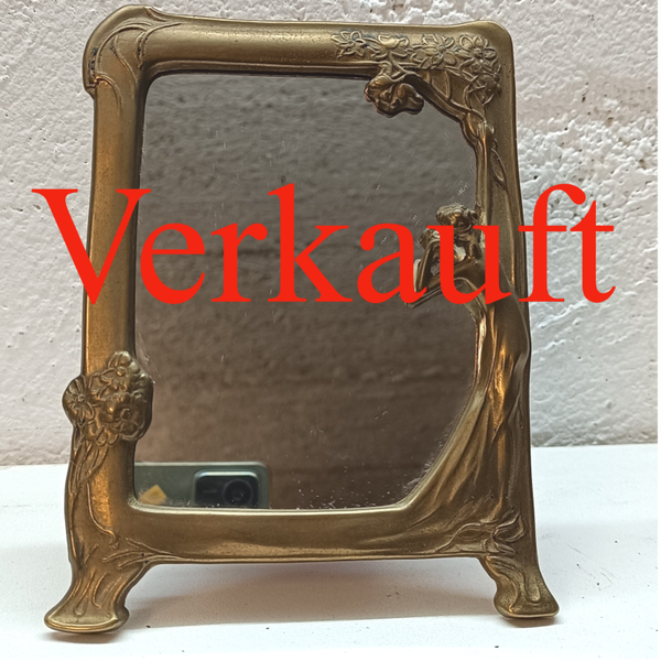 Alte Schöne Messing Spiegel Wandspiegel Tischspiegel 16x11 cm