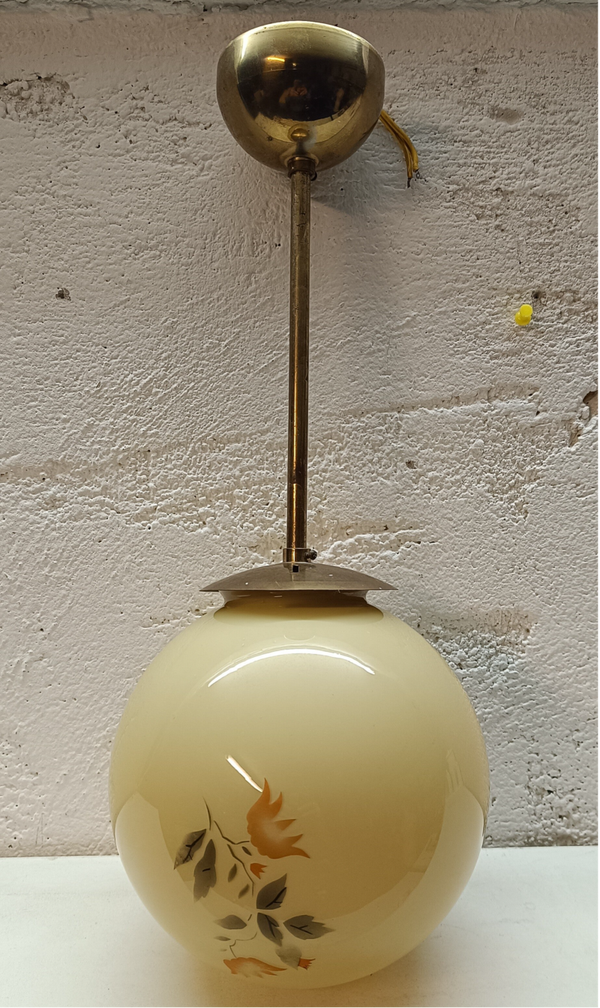 Deckenleuchte 60 er / 70 er Jahre mit Glaslampenschirm Hängelampe