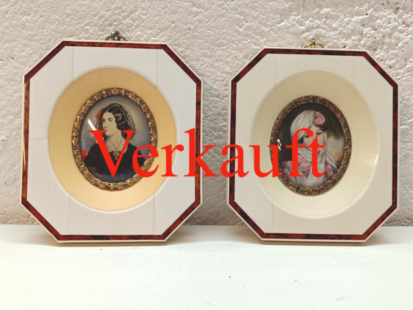 Paar Miniatur Malerei signiert Lupenmalerei
