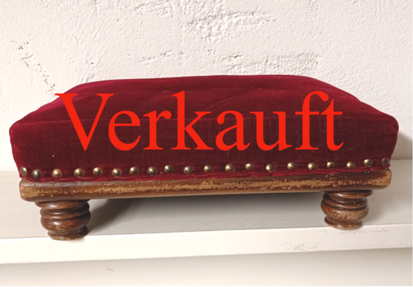 antiker Hocker Schemel Fußbank Massivholz