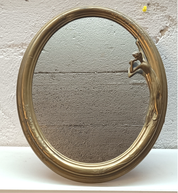 Alte Schöne Messing Spiegel Wandspiegel Tischspiegel 34x27 cm