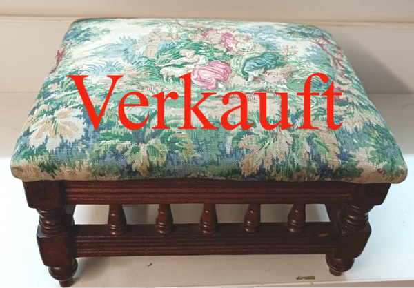 antiker Hocker Schemel Fußbank Massivholz