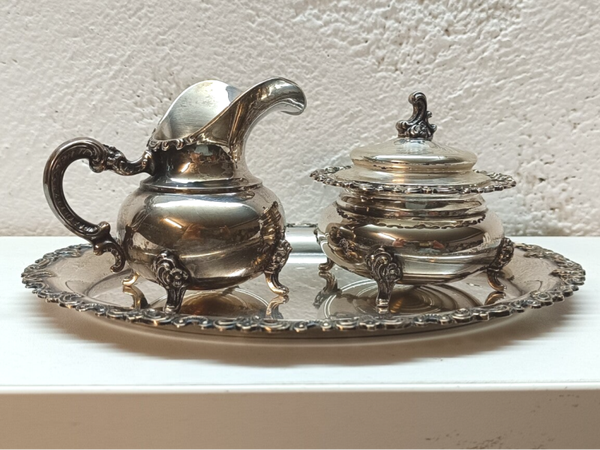 Milchkännchen Zuckerdose Tablett Alpaca