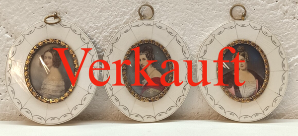 3 Stück Miniatur Malerei signiert Lupenmalerei