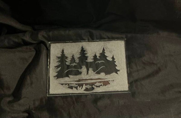 2 fishermen on Lake– Etched Nature Panel