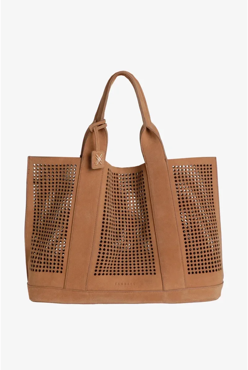 Lederen tote bag cognac Xandres