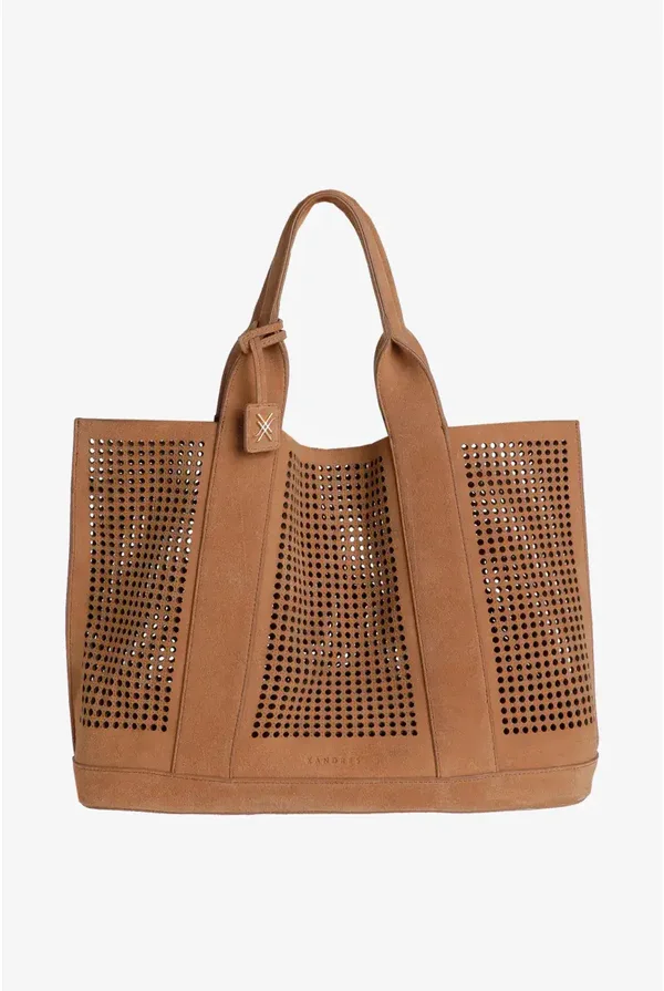 Lederen tote bag cognac Xandres