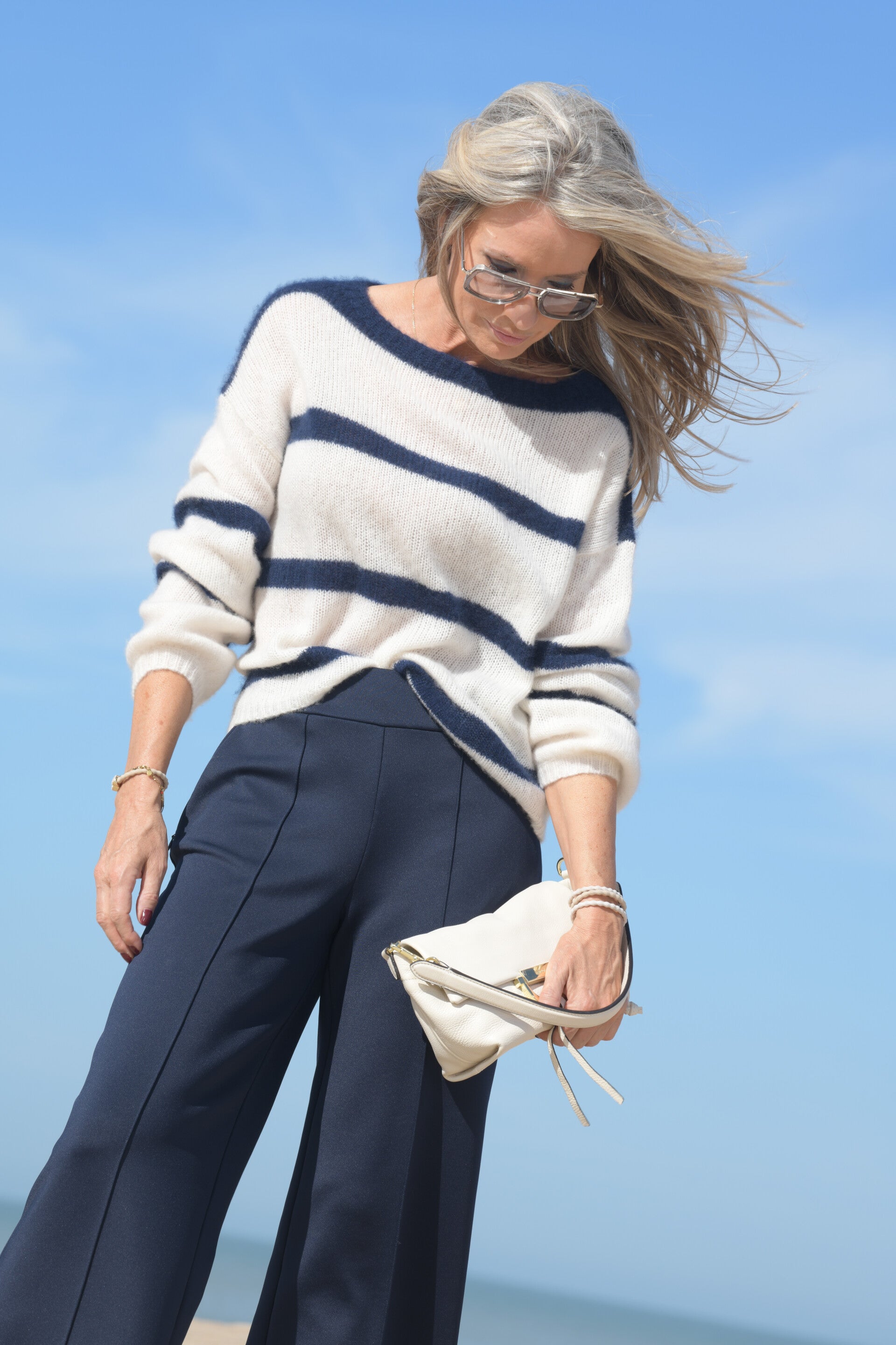 Pull ecru navy - Margittes