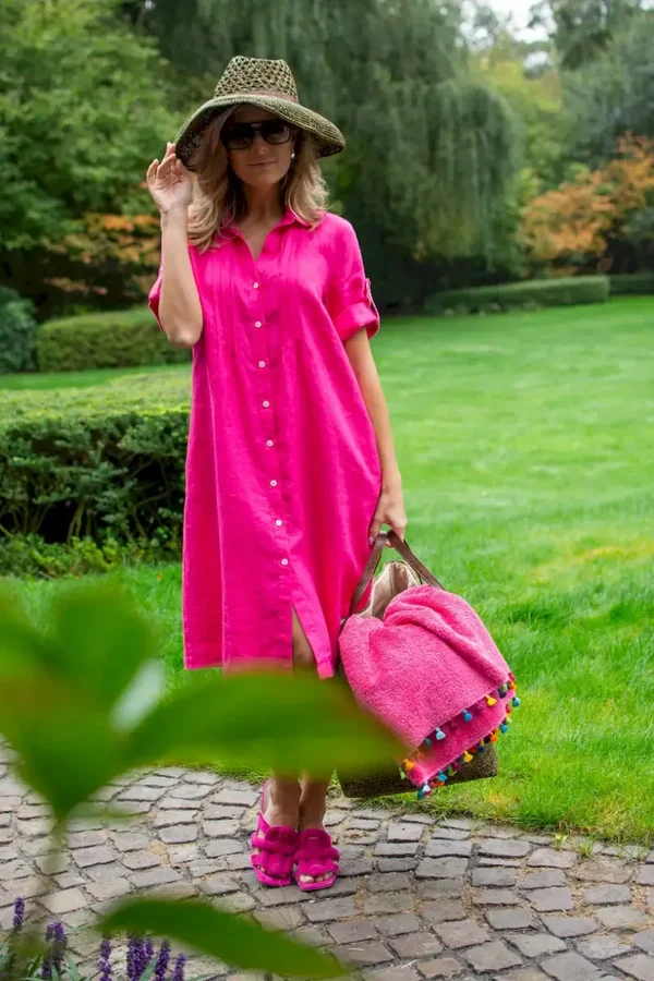 Kleedje linnen fushia - la camicia