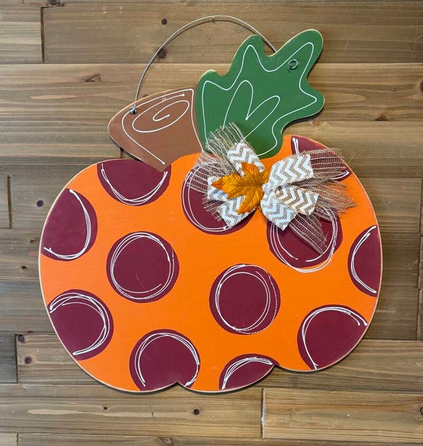 Burgandy Polka Dot Pumpkin