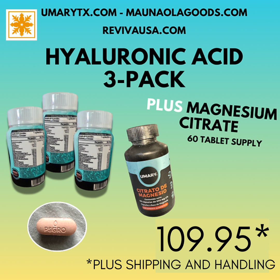 Hyaluronic Acid Supplement 3-Pack Magnesium Bundle - 90 Caplets