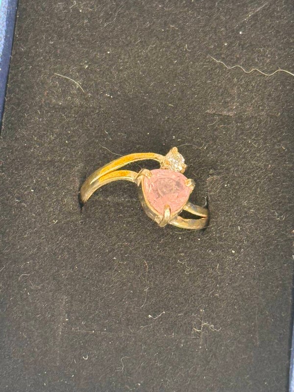 Pink quartz, and diamond ring