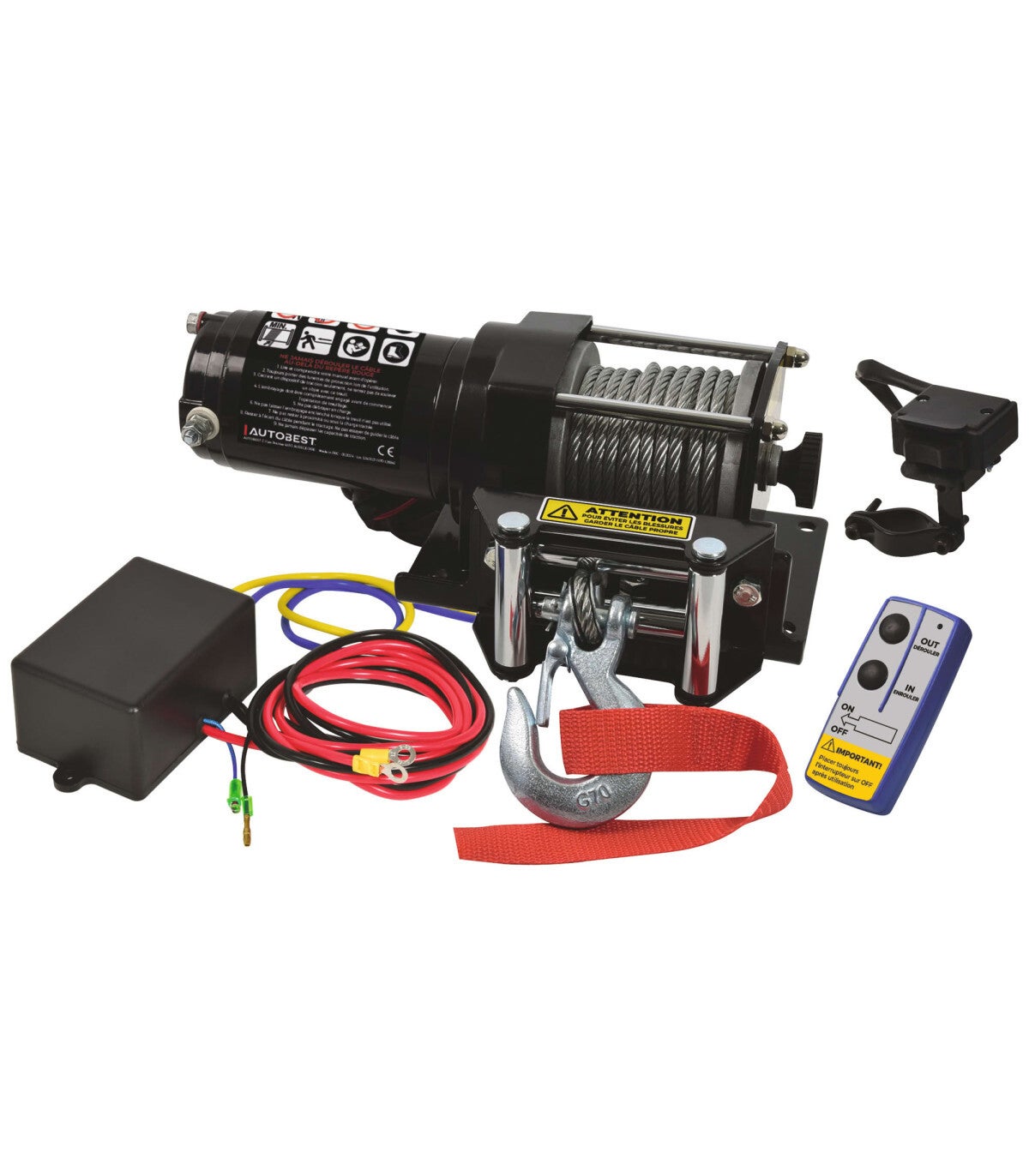 Treuil 4x4 12V - 1.36T Câble 9M - Autobest - R109645