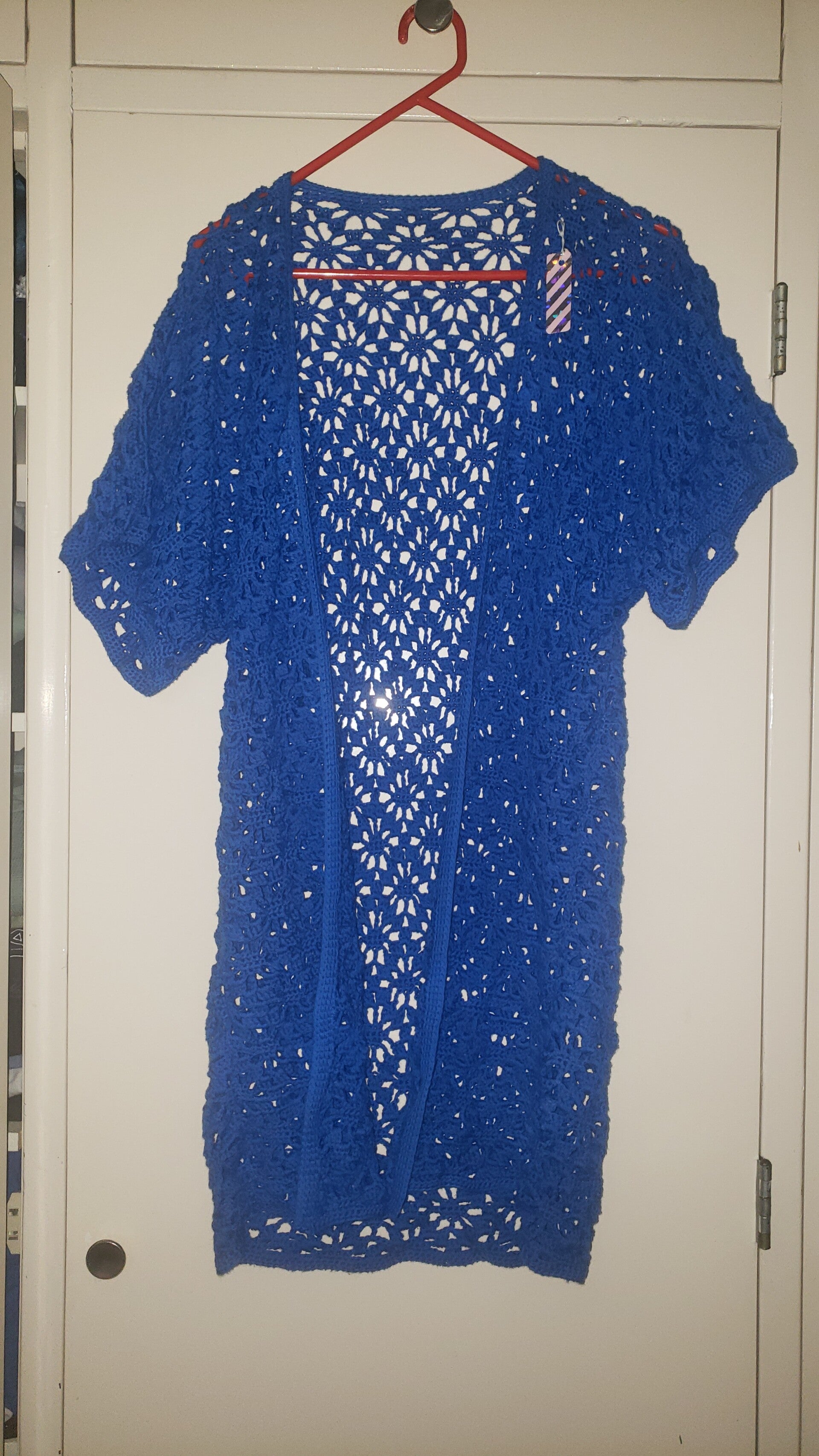 Blauw gehaakt vest / kimono – luchtig en stijlvol