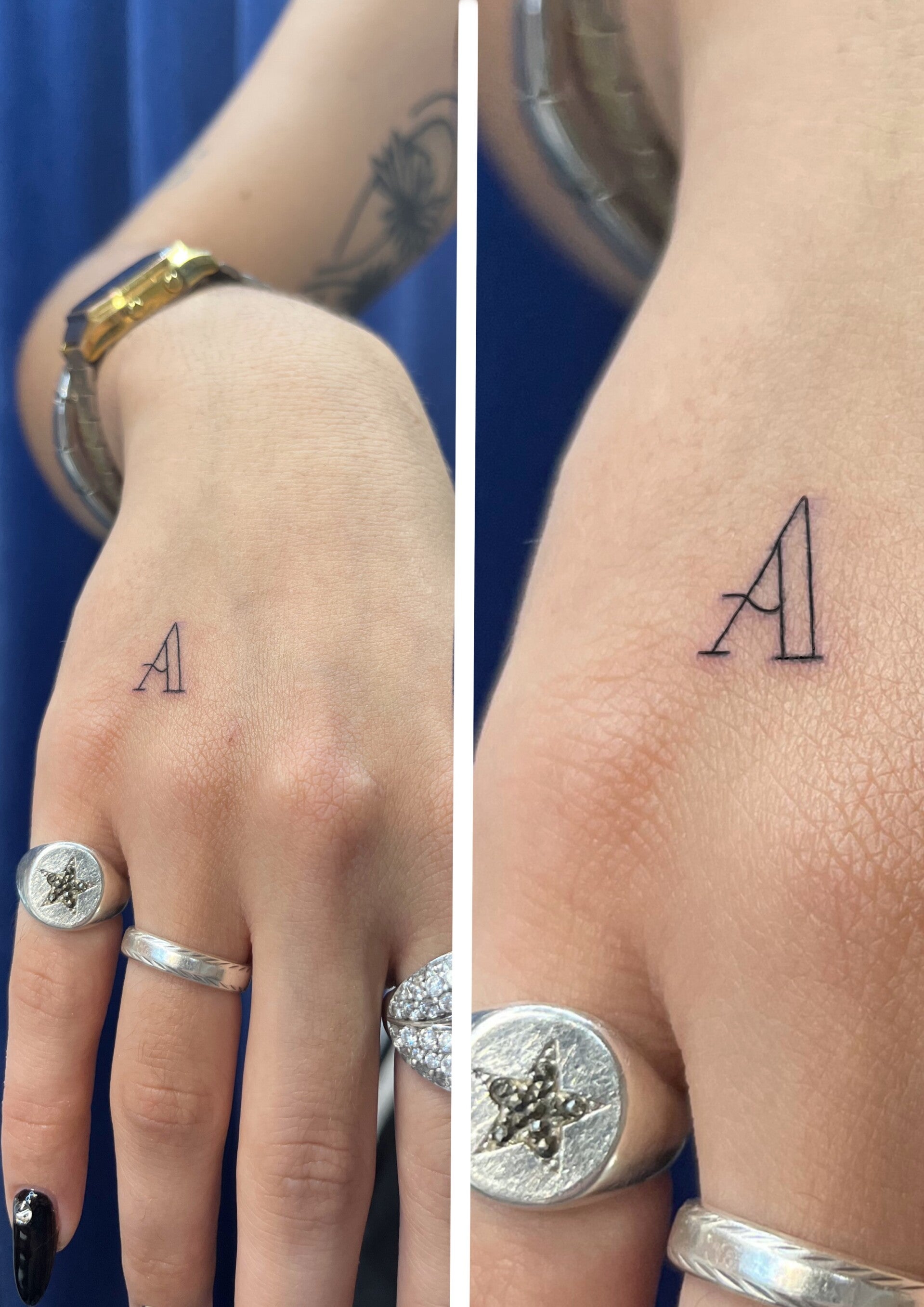 Tiny letter tattoo Elmar tattoo