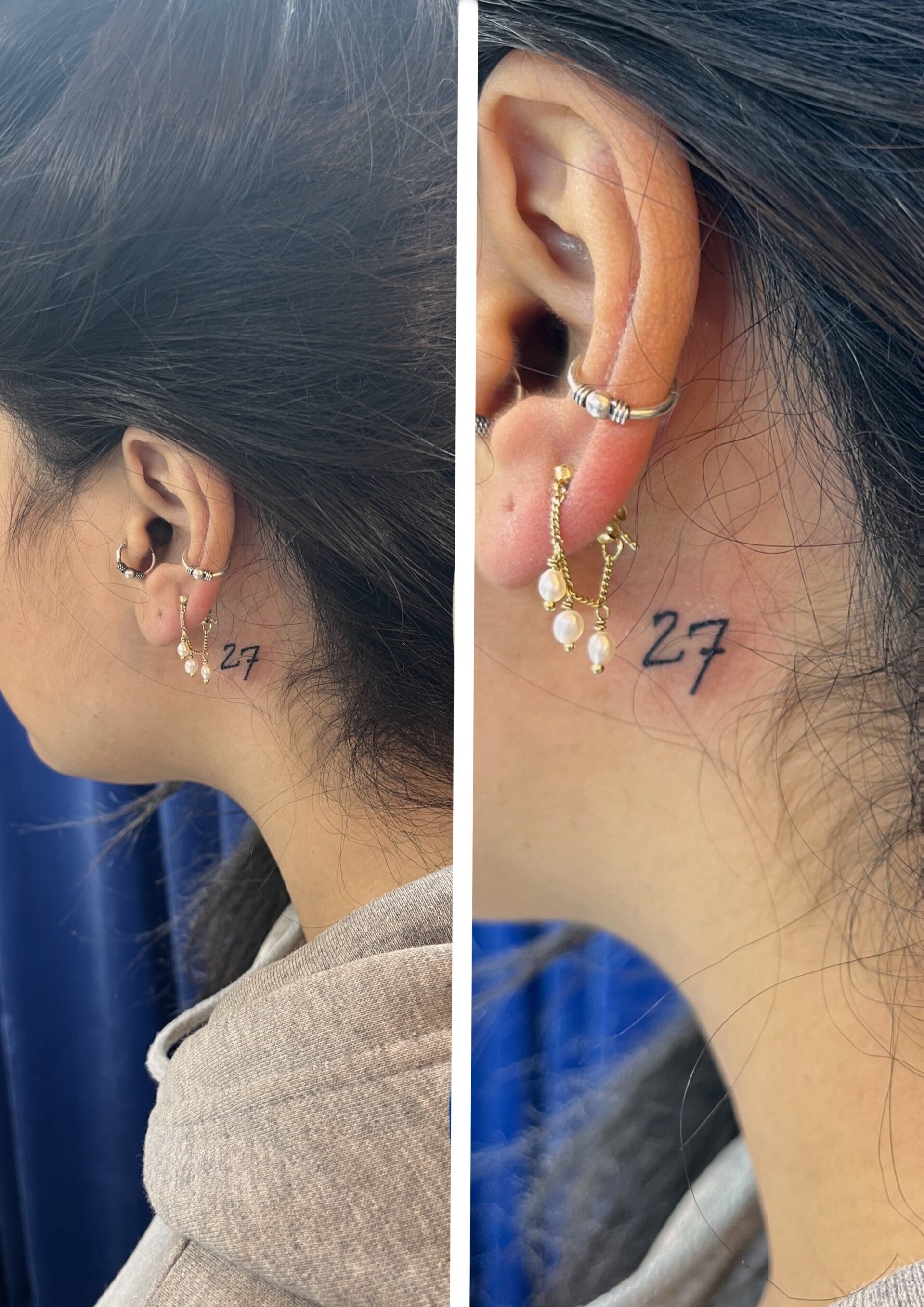 Tiny tattoo behind ear 