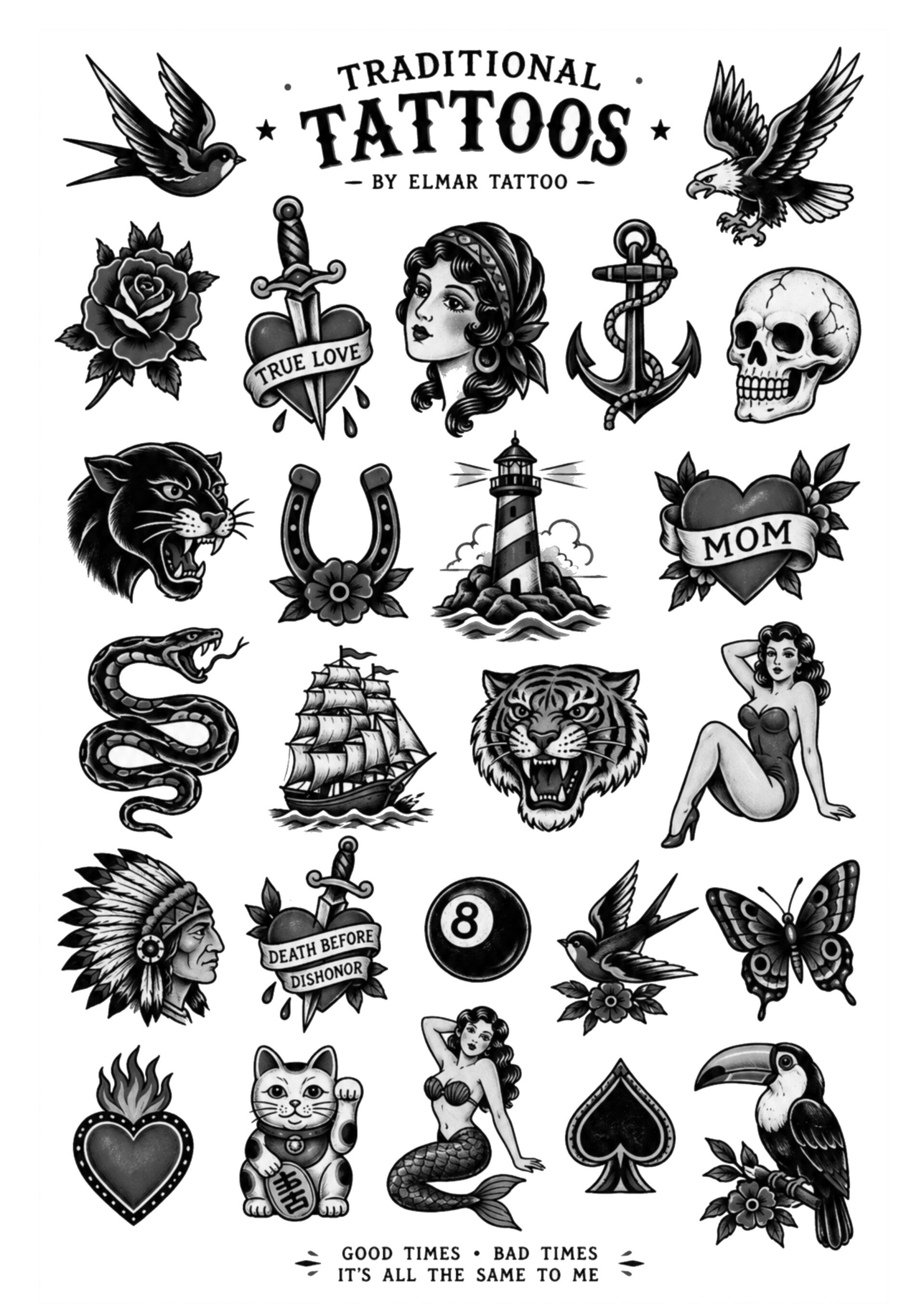 Traditional flash Elmar Tattoo