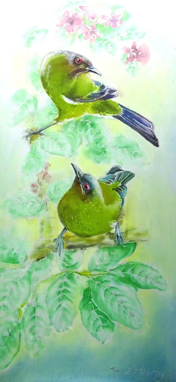 New Zealand Bellbird, Korimako - Outdoor Garden Art Panel