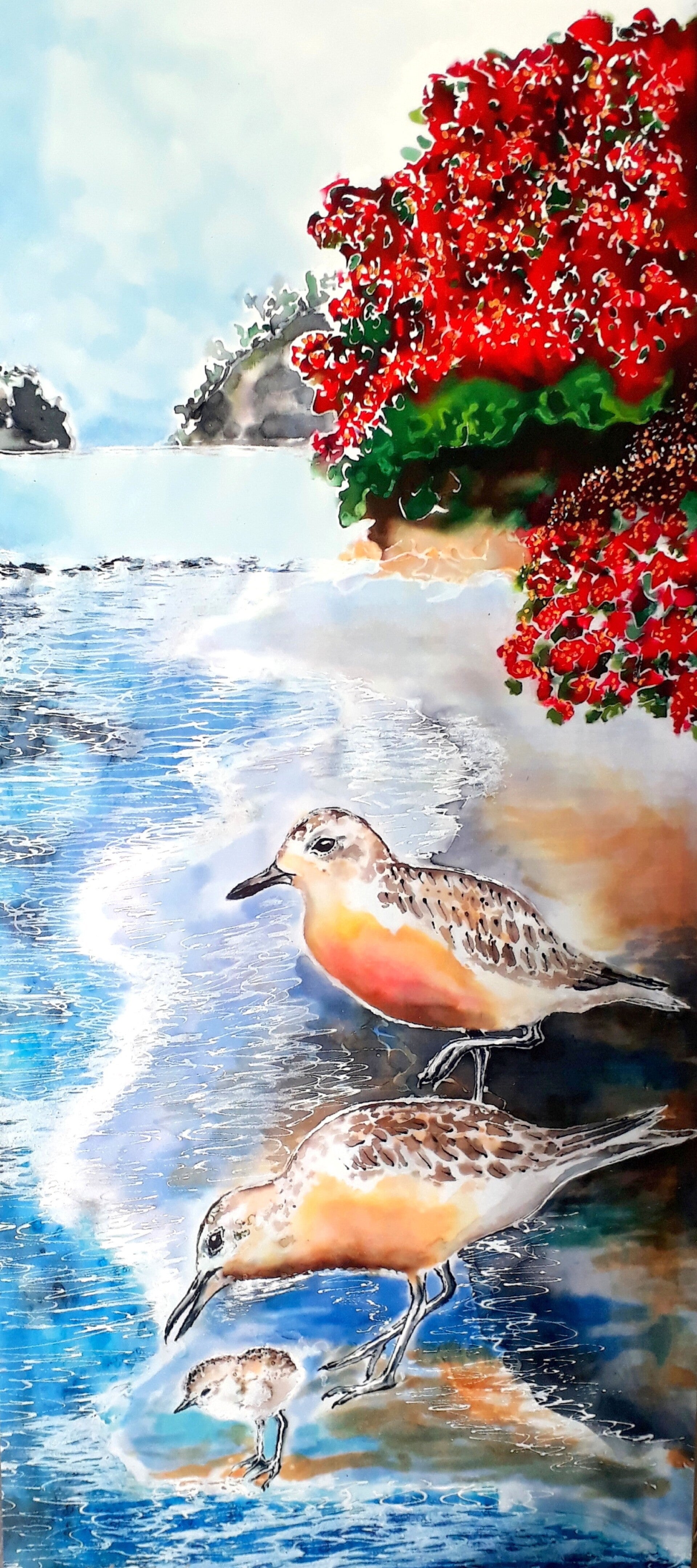 Dotterels, NZ Seashore Birds - Outdoor Garden Art Panel