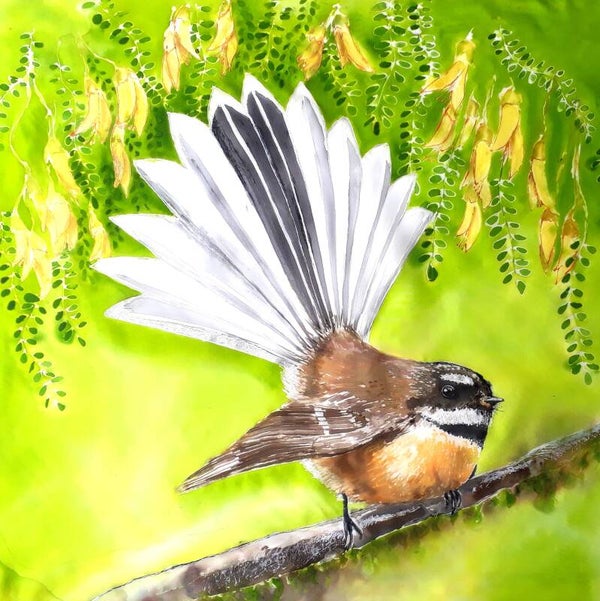 Fantail, Piwakawaka, New Zealand Bird - Outdoor Art Panel, Squarish