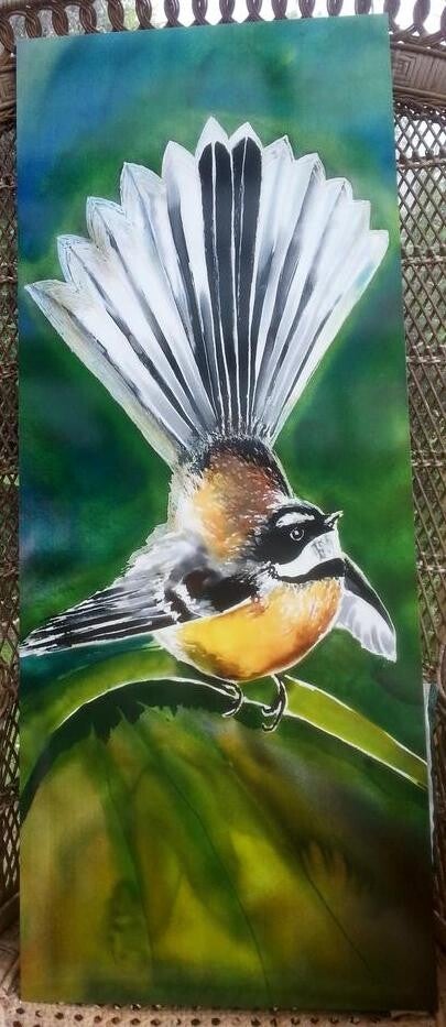 New Zealand Fantail Bird - Outdoor Garden Art Panel