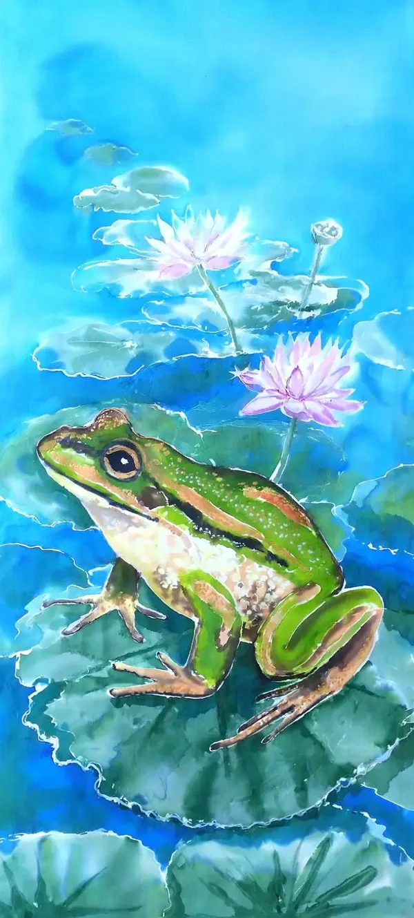 Frog on Lotus, Outdoor Wall Art