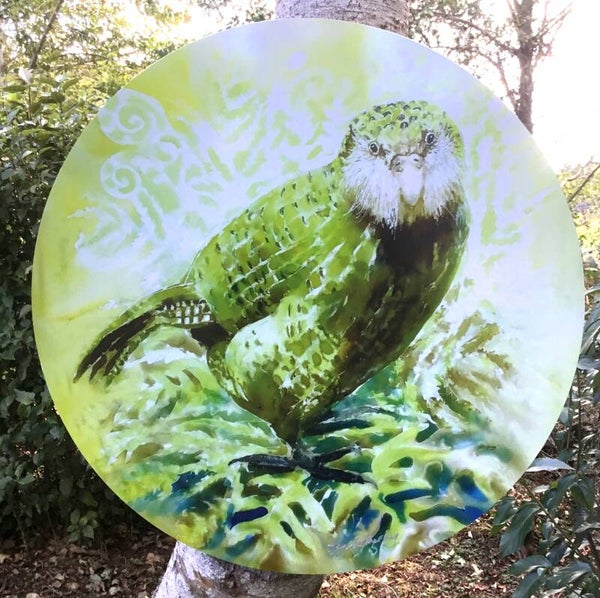 Kakapo New Zealand Bird - Circle Outdoor Art Panel