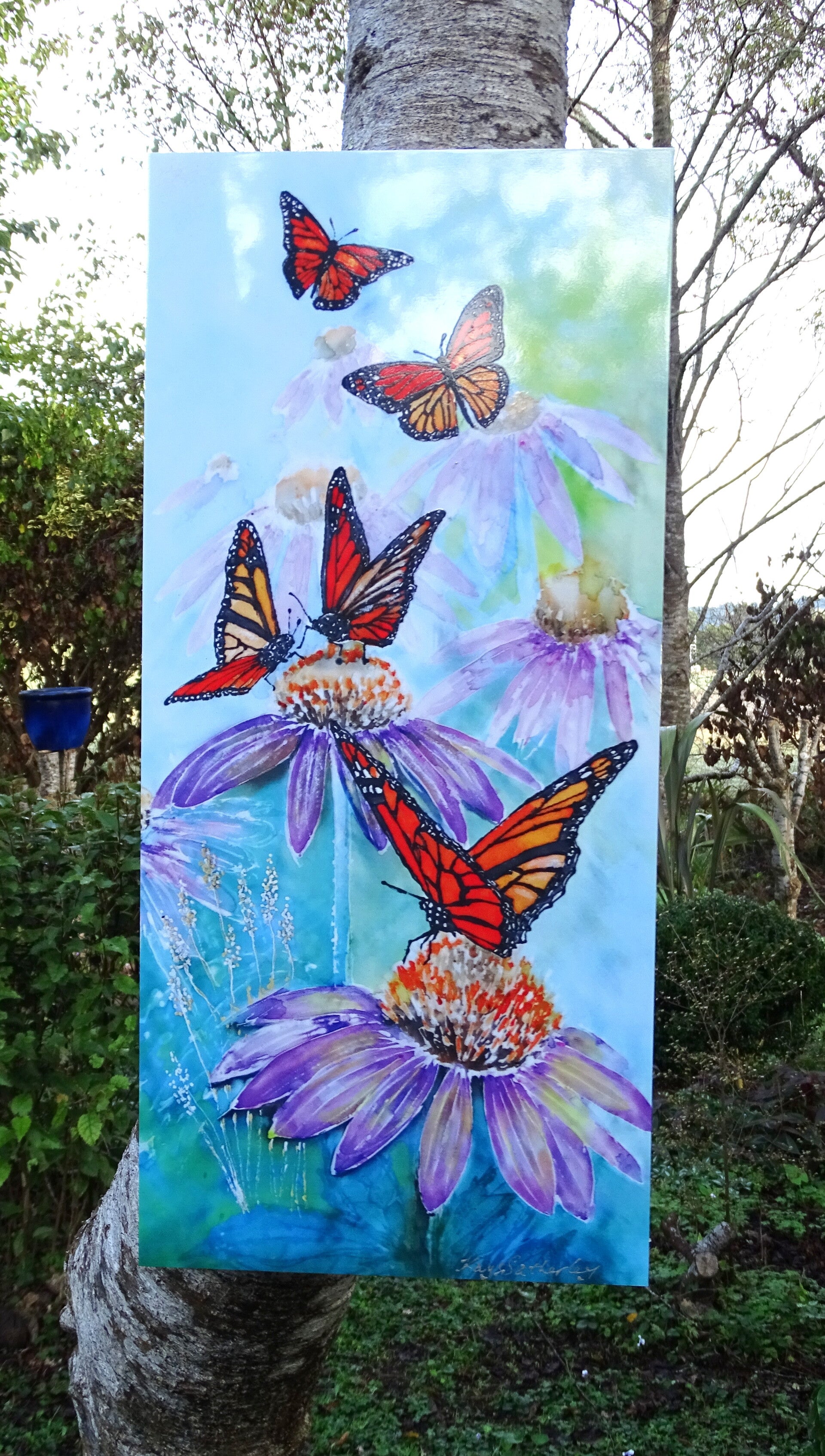 Monarch Butterflies -Outdoor Garden Art Panel