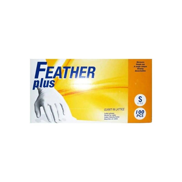 Feather Plus, Guanti in Lattice Gr 4, 100 Pezzi, Bianco