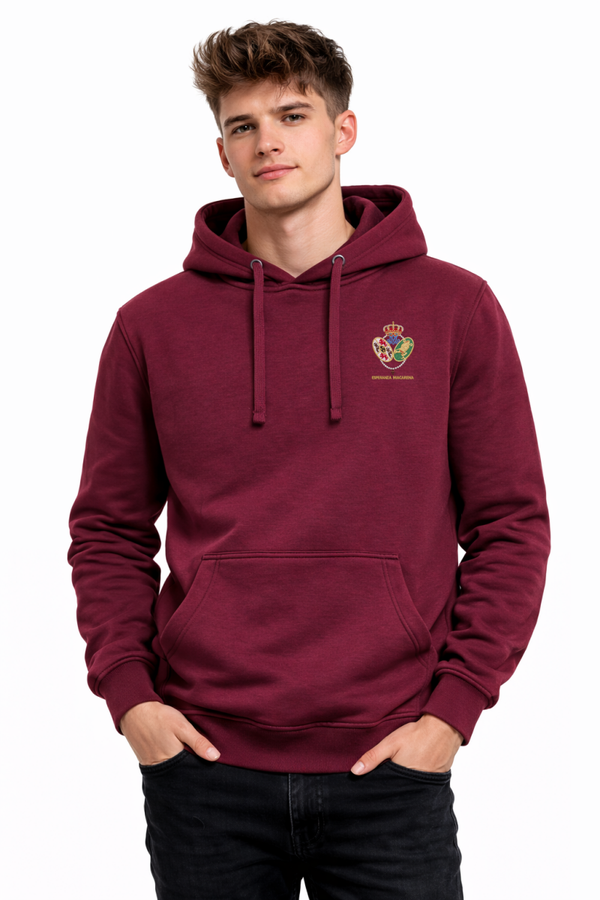 SUDADERAS BURDEOS CAPUCHA ESCUDO