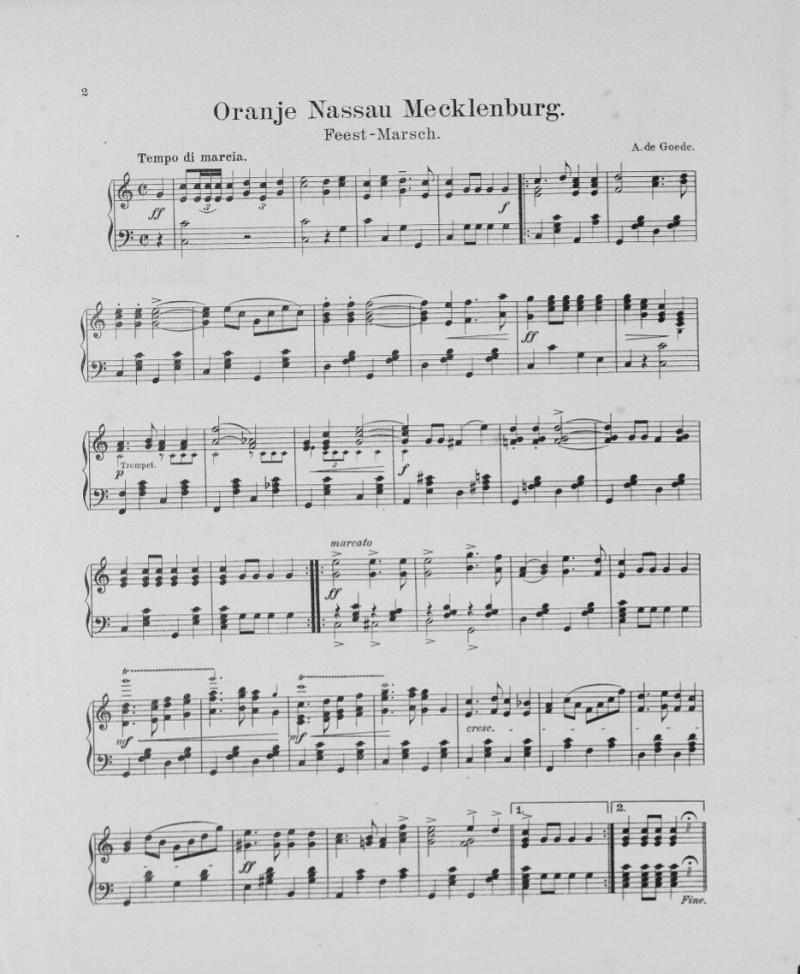 Oranje Nassau Mecklenburg Feestmars, militaire muziek, regiment Huzaren