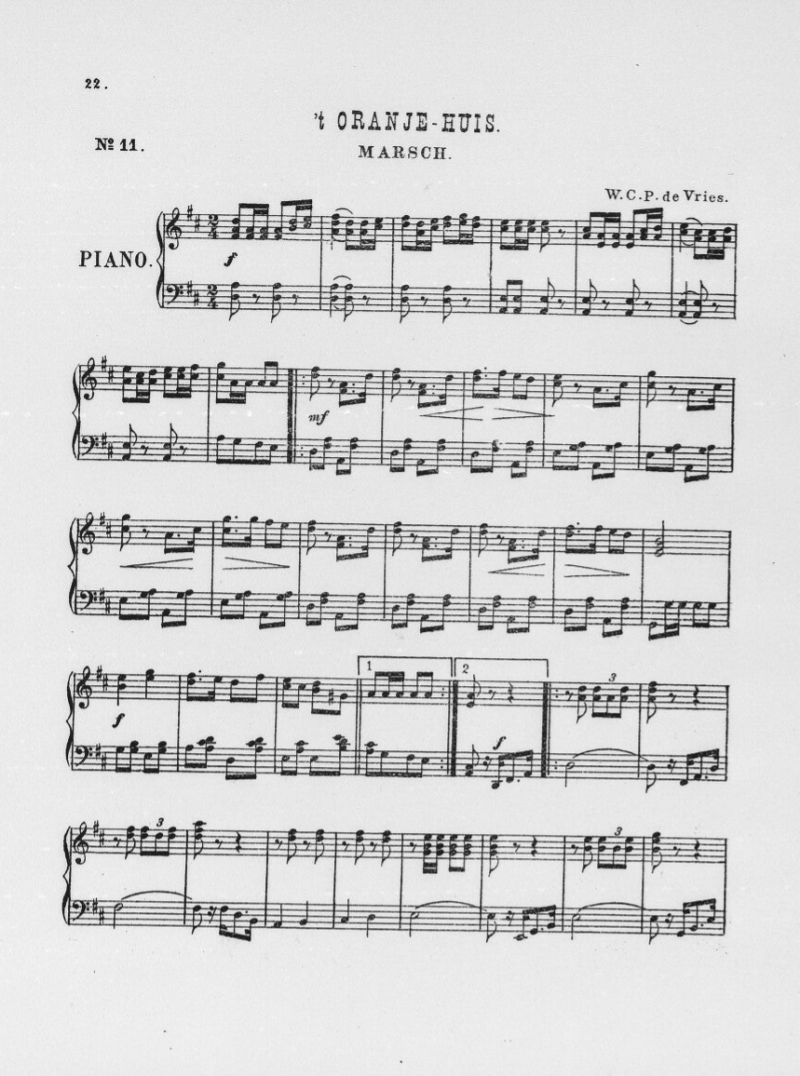 De Vries: 't Oranjehuis Marsch, militaire marsmuziek