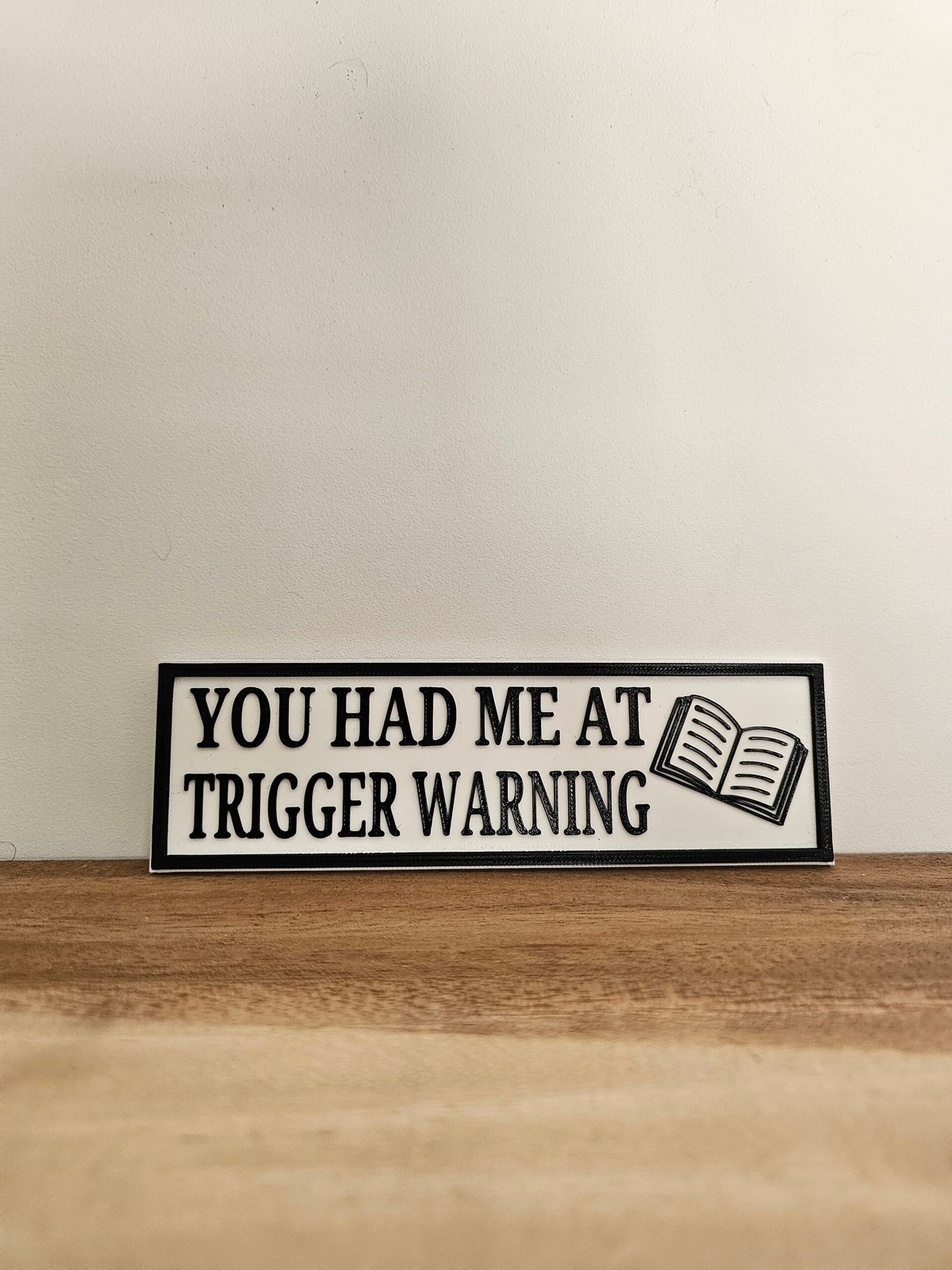 Bookshelf sign - Trigger warning | Created By Do