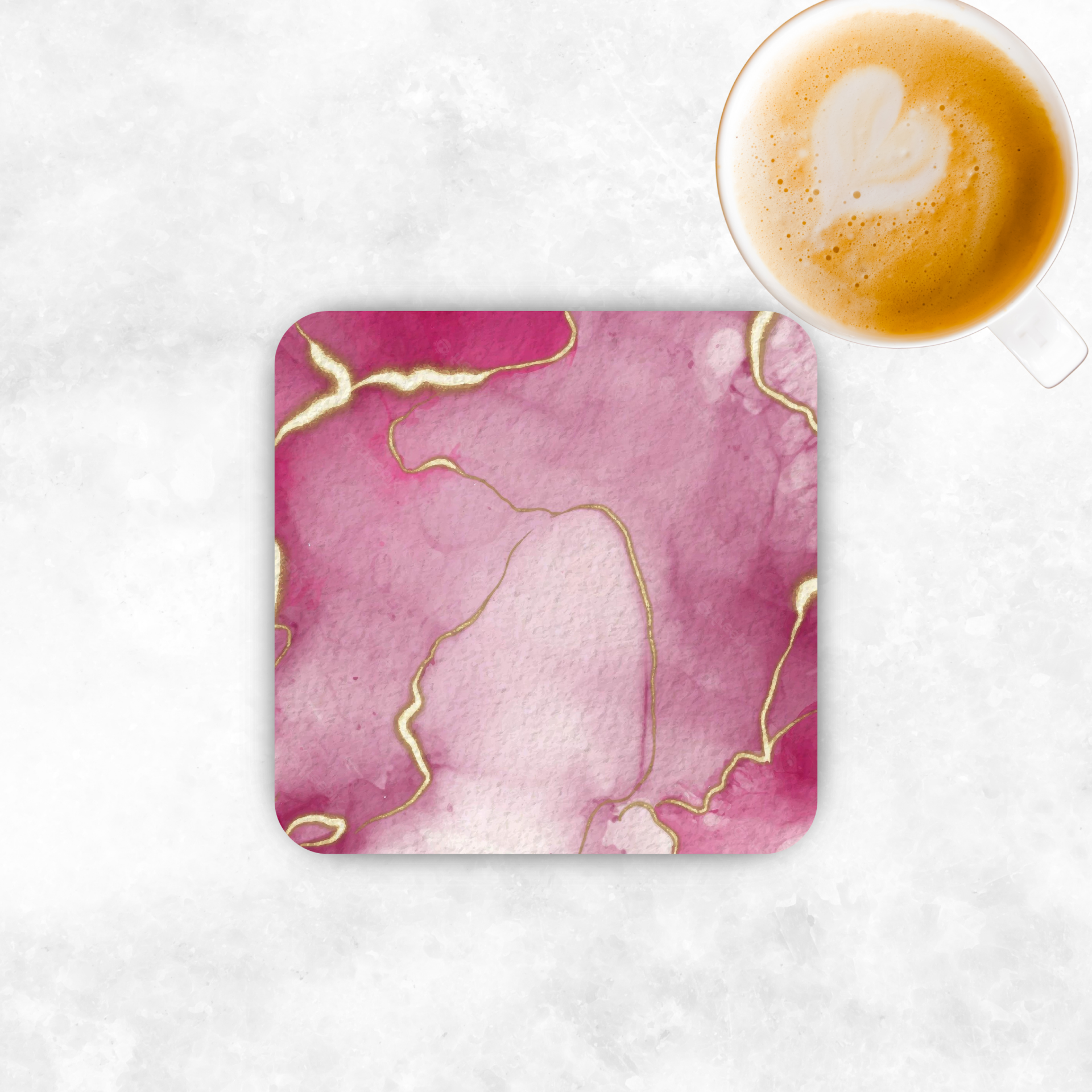 Onderzetter - Marble Dark pink