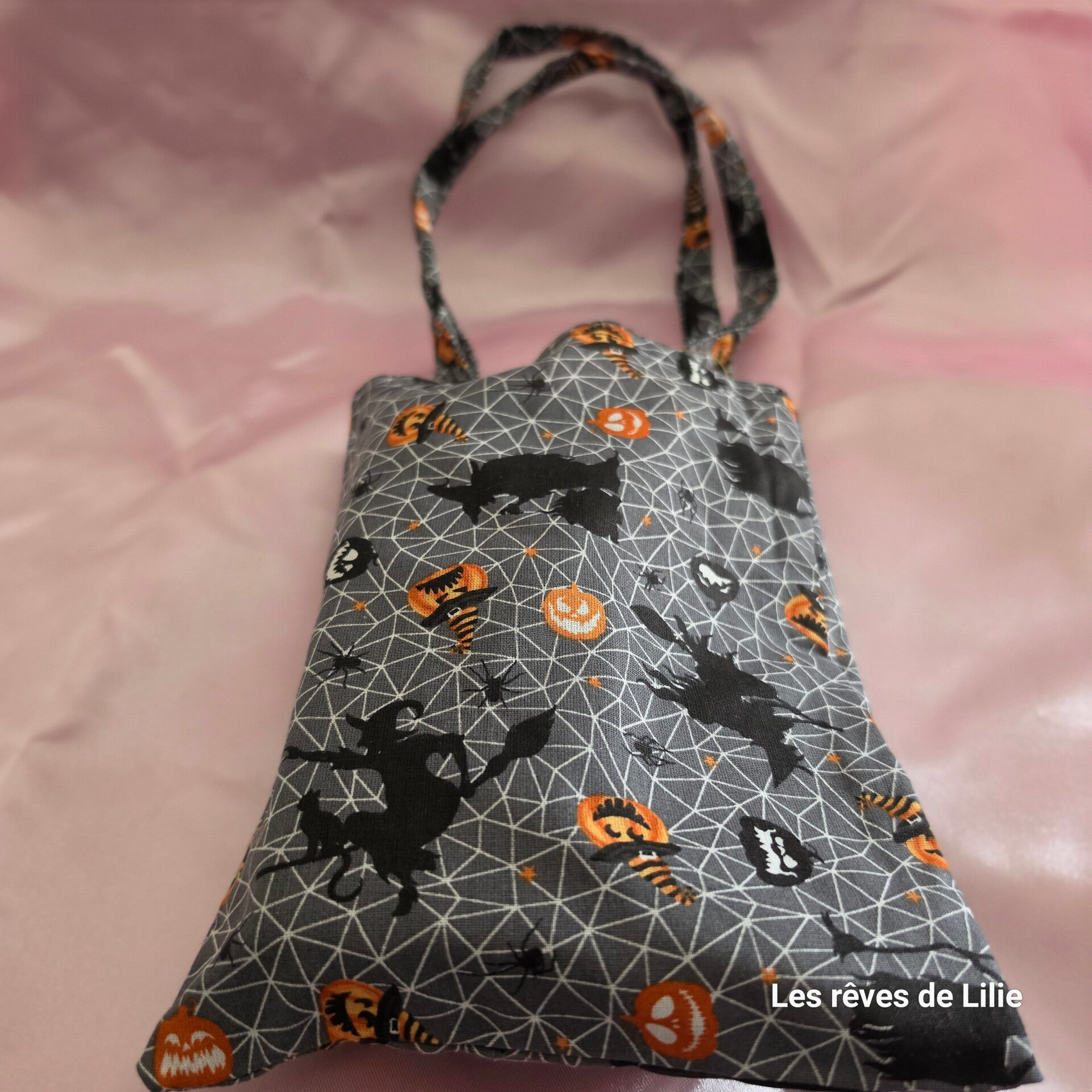 Tote bag halloween sorcière et citrouille