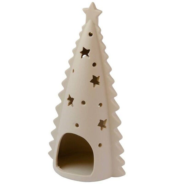 Waxinelichtje kerstboom beige