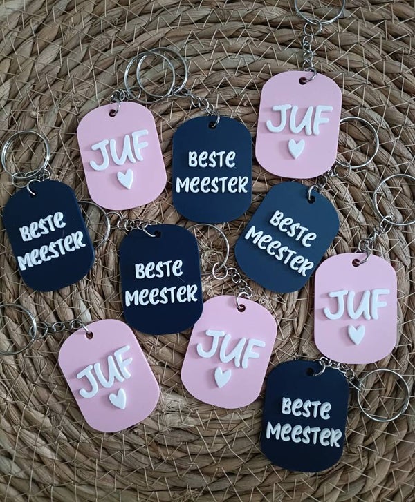 Sleutelhanger juf of meester