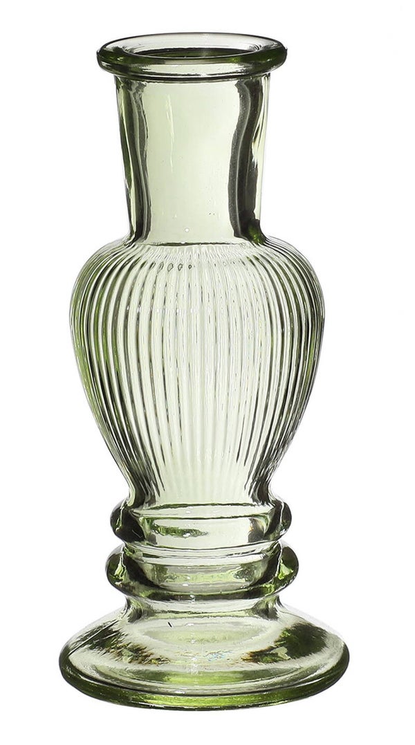 Venice kaars vaasje zacht groen ribbel
