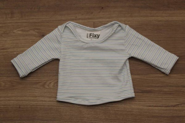 Baby shirtje blauw gestreept M56