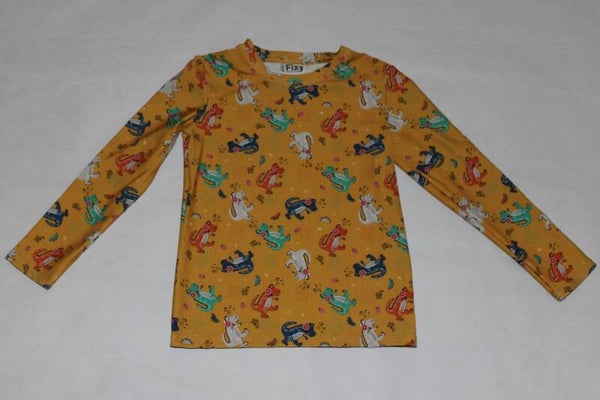 longsleeve geel gekleurde dino's, M110-116