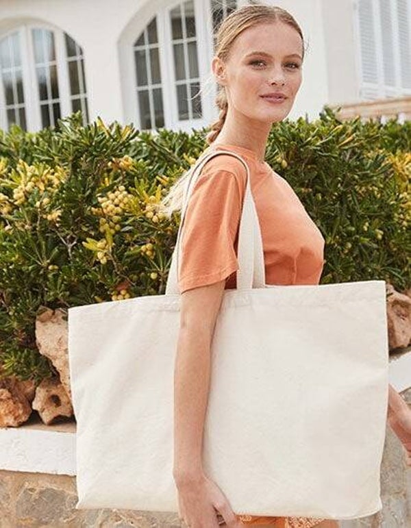 Oversized Canvas Bag – Ruim, duurzaam en stijlvol 👜 Afmetingen: 56 x 41 x 16 cm | Inhoud: 37 liter | Lengte draagband: 61 cm