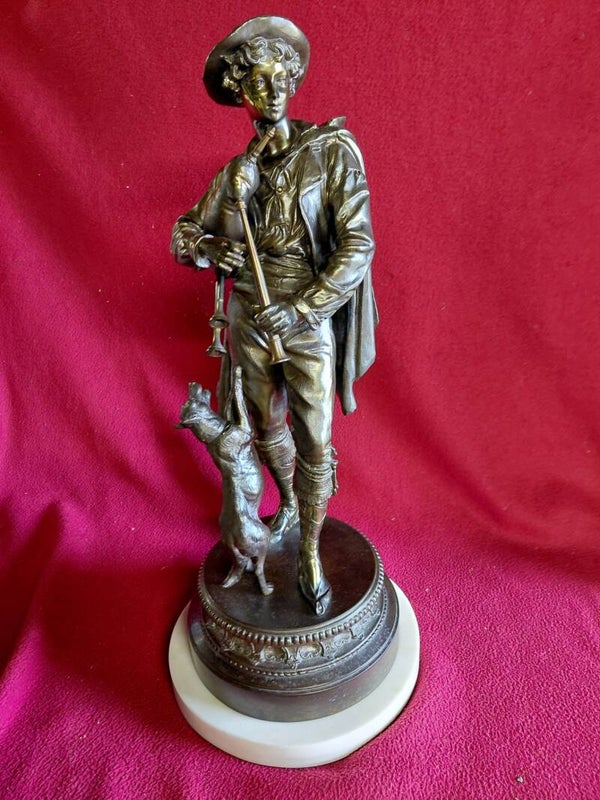 Beeld van een jonge herder in regule (spelter)