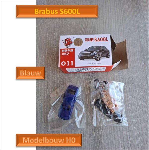 Auto bouwpakketje Brabus SL600 011 kleur blauw Modelbouw H0