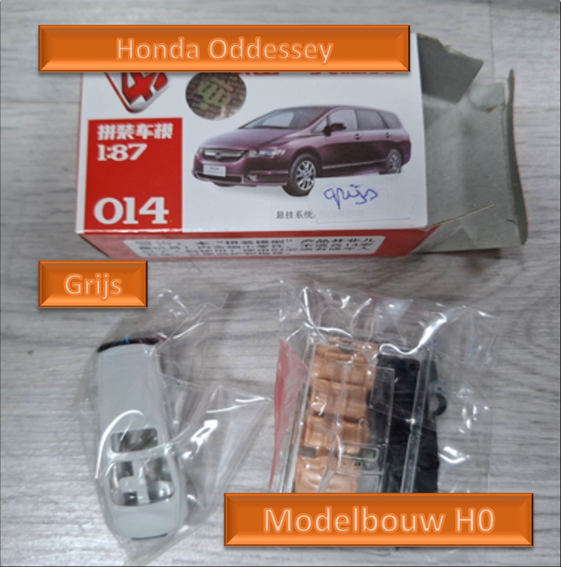 Auto bouwpakketje Honda Odessy 014 kleur grijs Modelbouw H0