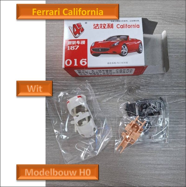 Auto bouwpakketje Ferrari California 016 kleur wit Modelbouw H0
