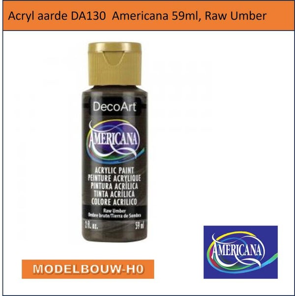 Acryl aarde verf diep bruin DA130  Americana Acrylics 59ml, Raw Umber