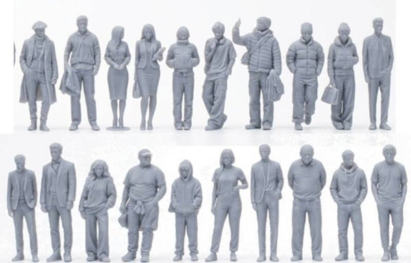 Modelbouw Figuren Set 2 H0 1-87 – 20 stuks 3D-geprint
