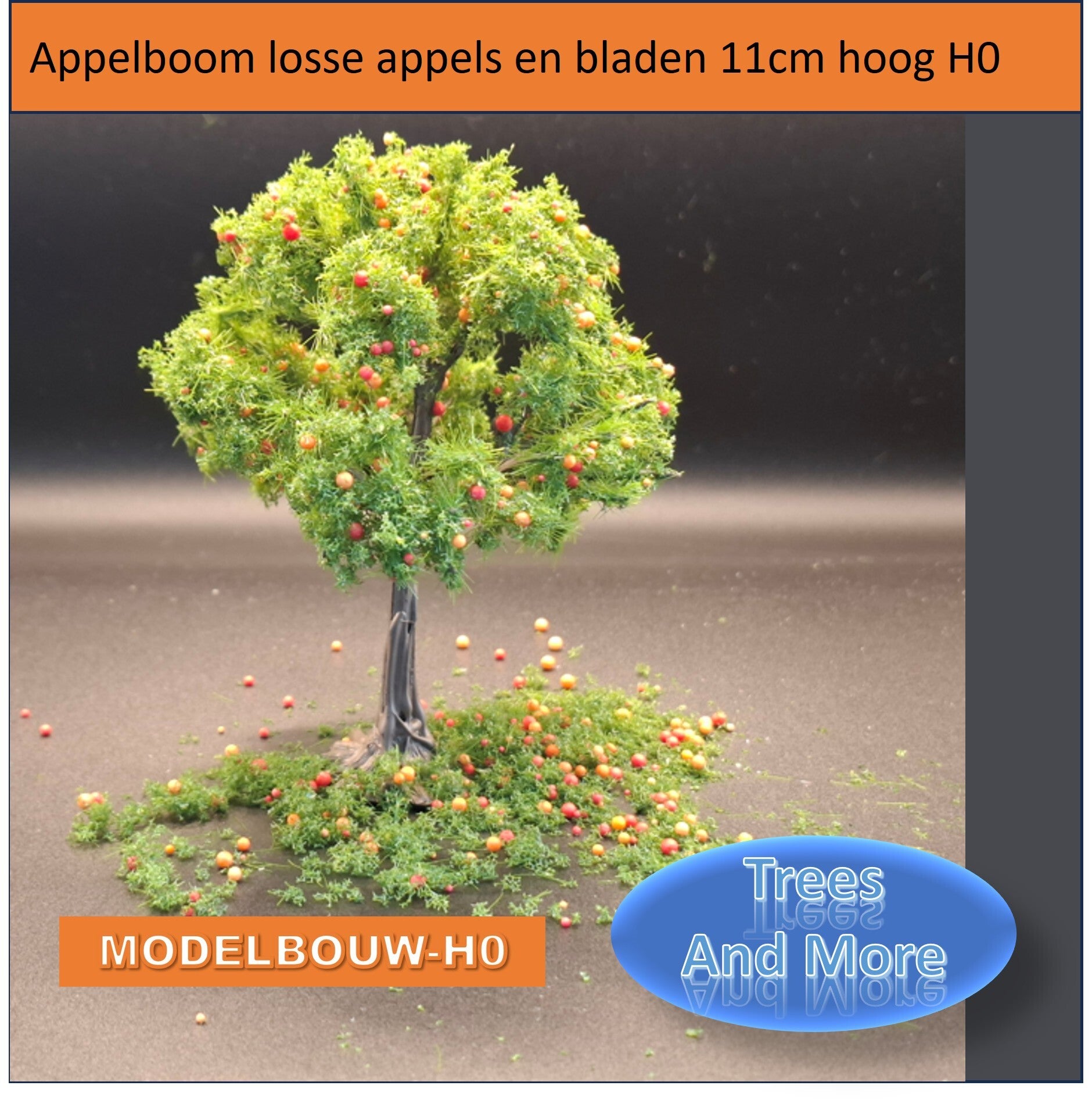 Appelboom losse appels en bladen 11cm hoog H0