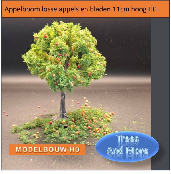 Appelboom losse appels en bladen 11cm hoog H0