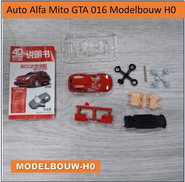 Auto bouwpakketje Alfa Mito GTA 008 kleur rood Modelbouw H0